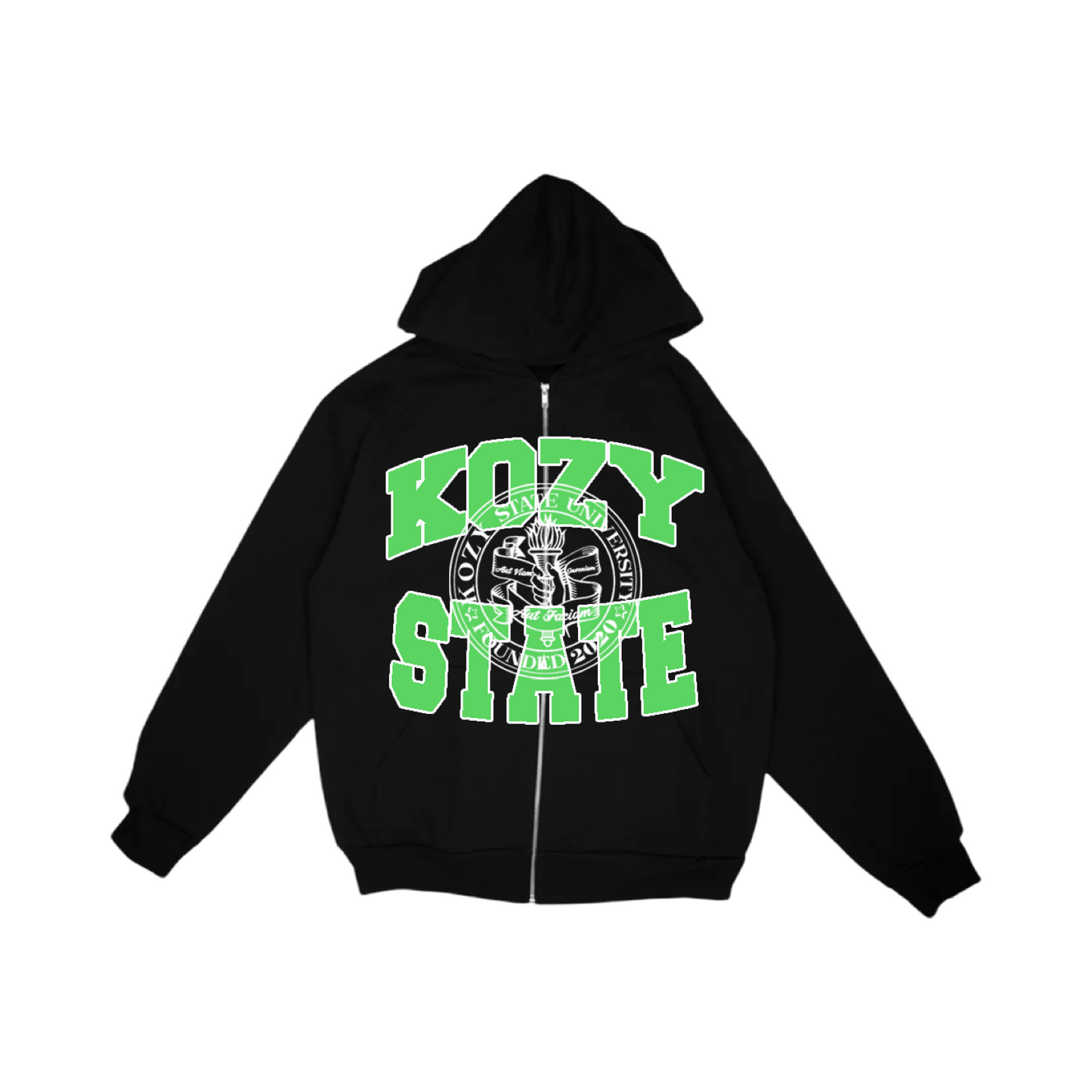 Kozy State Zip Up Jacket: Neon Green
